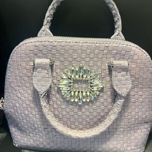 Zara Purple Mini Bag with Structured Design and Embellishment